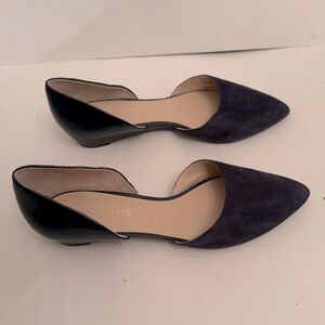 Franco Sarto / NEVER WORN /  Navy Leather and Suede D’Orsay Flats, Size 10